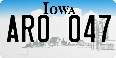 IA license plate ARO047