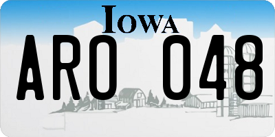 IA license plate ARO048