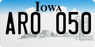IA license plate ARO050