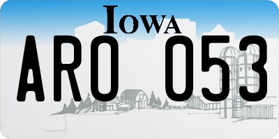 IA license plate ARO053