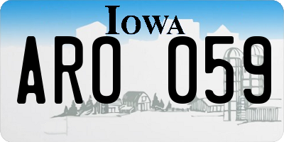 IA license plate ARO059