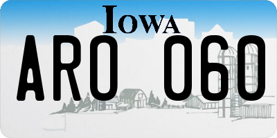 IA license plate ARO060