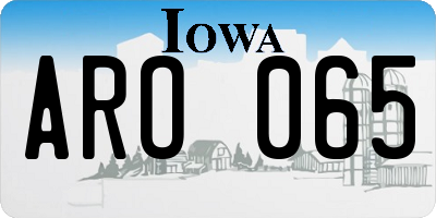 IA license plate ARO065