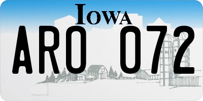 IA license plate ARO072