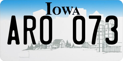 IA license plate ARO073