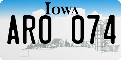 IA license plate ARO074