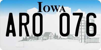 IA license plate ARO076