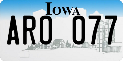 IA license plate ARO077