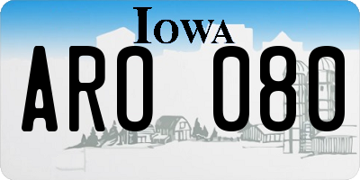 IA license plate ARO080