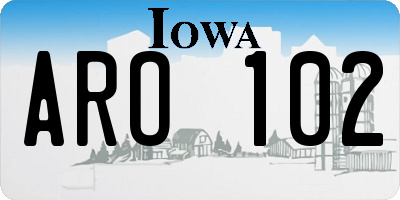 IA license plate ARO102