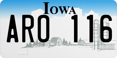 IA license plate ARO116