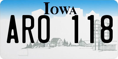 IA license plate ARO118