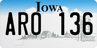 IA license plate ARO136