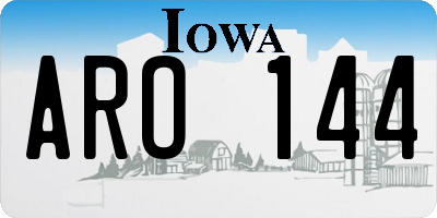 IA license plate ARO144