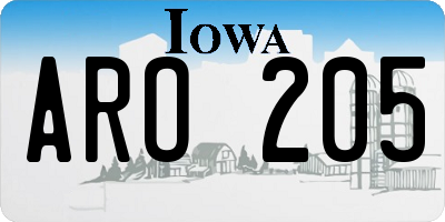 IA license plate ARO205
