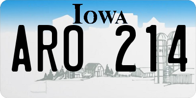 IA license plate ARO214