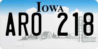 IA license plate ARO218
