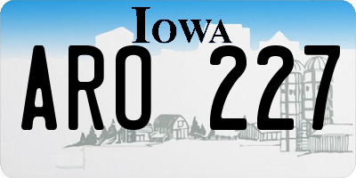 IA license plate ARO227