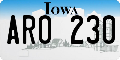 IA license plate ARO230