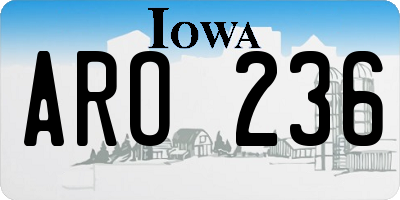 IA license plate ARO236