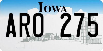 IA license plate ARO275