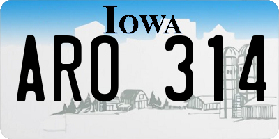 IA license plate ARO314