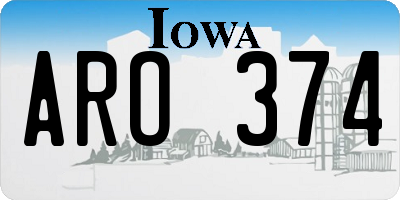 IA license plate ARO374