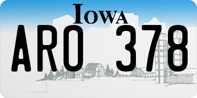IA license plate ARO378