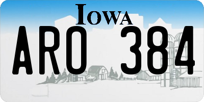 IA license plate ARO384