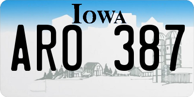 IA license plate ARO387