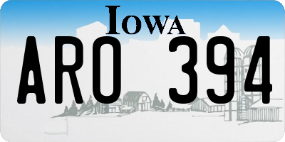 IA license plate ARO394