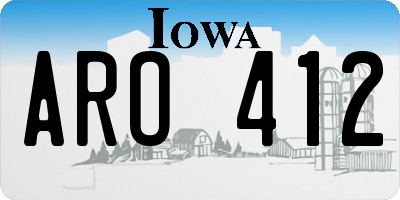 IA license plate ARO412