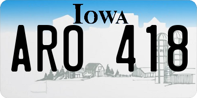 IA license plate ARO418