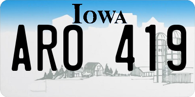 IA license plate ARO419