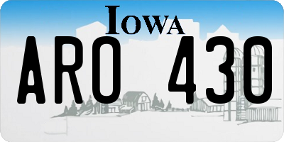 IA license plate ARO430