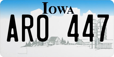 IA license plate ARO447