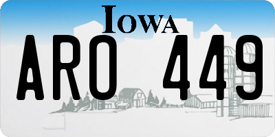 IA license plate ARO449