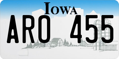 IA license plate ARO455