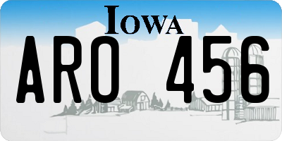 IA license plate ARO456