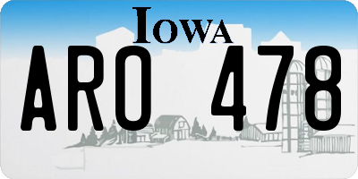 IA license plate ARO478