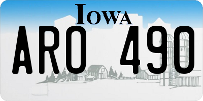 IA license plate ARO490