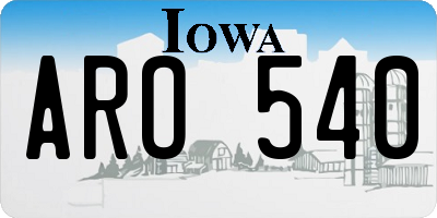 IA license plate ARO540