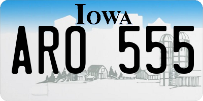 IA license plate ARO555