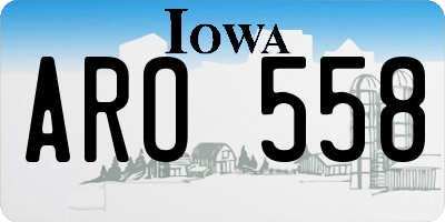 IA license plate ARO558
