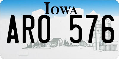 IA license plate ARO576