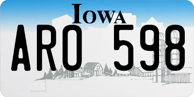 IA license plate ARO598