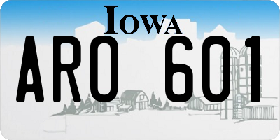 IA license plate ARO601
