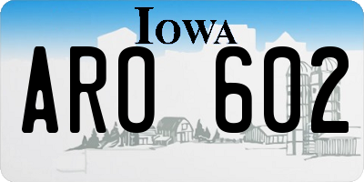 IA license plate ARO602