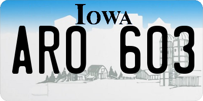 IA license plate ARO603