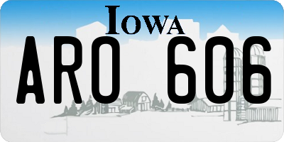 IA license plate ARO606